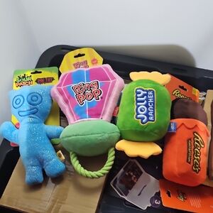 4 Squeaker Dog Candy-Themed Plush Toy Set